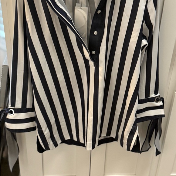 Chico's Blue and White Button Down Shirt with Cuffed Sleeves- Brand New - Picture 7 of 10